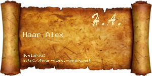 Haar Alex névjegykártya